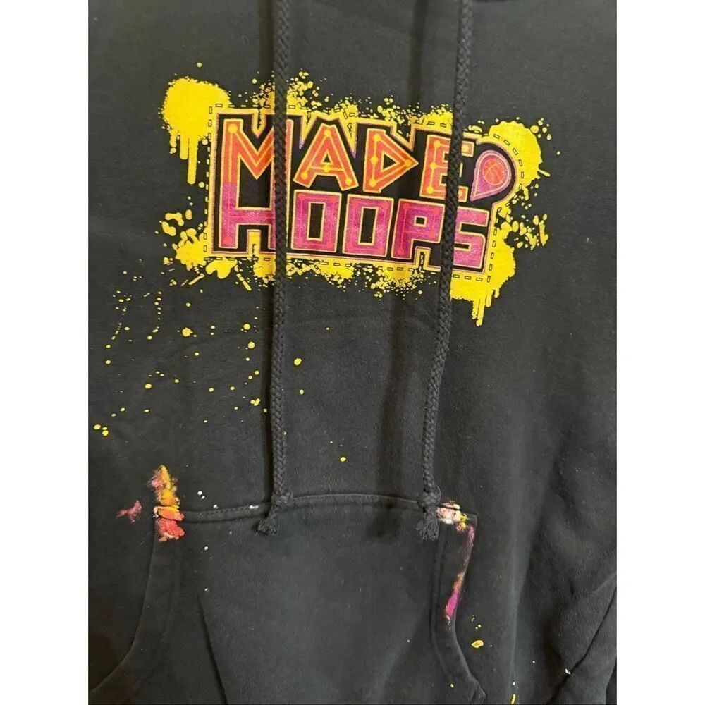 Made Hoops Men's Splatter Paint Logo Pullover Hoodie Sweatshirt Black Small